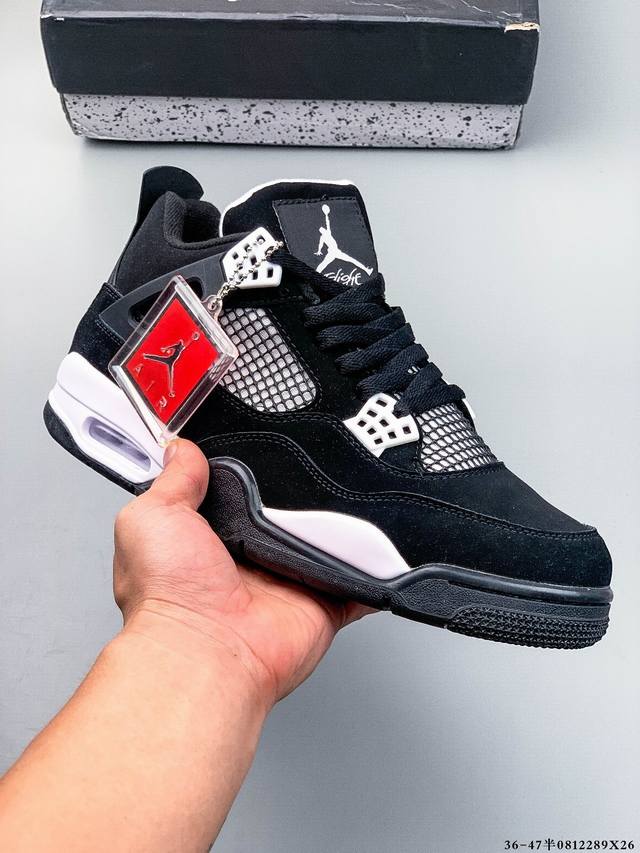 二层真标！Air Jordan 4 Aj4代中帮复古休闲运动文化篮球鞋。秉承轻量化的速度型篮球鞋设计思想完成设计，降低重量的同时提升舒适度，中底延续前作使用了分