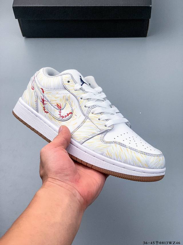 公司级头层！耐克Nike Air Jordan 1 Low Aj1乔1 低帮潮流缓运动休闲板鞋。Aj1 低帮拼接 完美版型真头层牛皮# 内置缓震气垫 原鞋开模