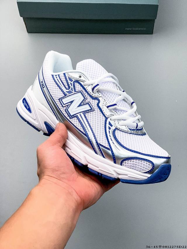 New Balance Nb740 英产 轻便复古休闲运动跑步鞋 全鞋身以网格布作为基地，在细节部分以皮革作为辅助添加，流线感很强。外形和New Balace