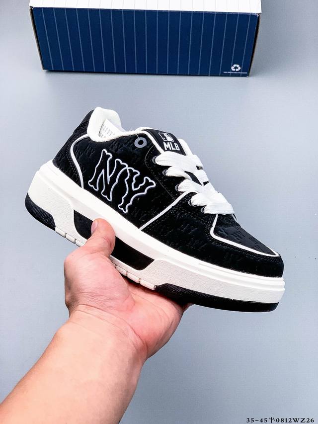 公司级！Mlb Chunky Liner 厚底休闲跑步鞋 Ny印花 牛皮材质运动鞋 0812Wz26