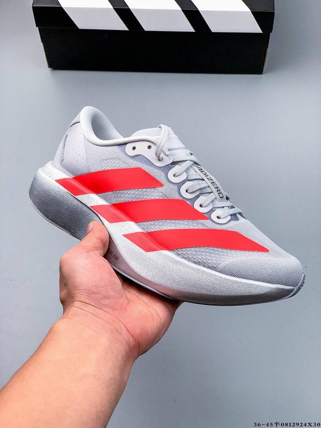 Adidas Adizero Evo Sl M马拉松飞线贾卡轻质透气休闲运动跑步鞋 采用双层透气网纱 Flywire动态飞线绑缚鞋面材质 内置Zoom小气垫装置