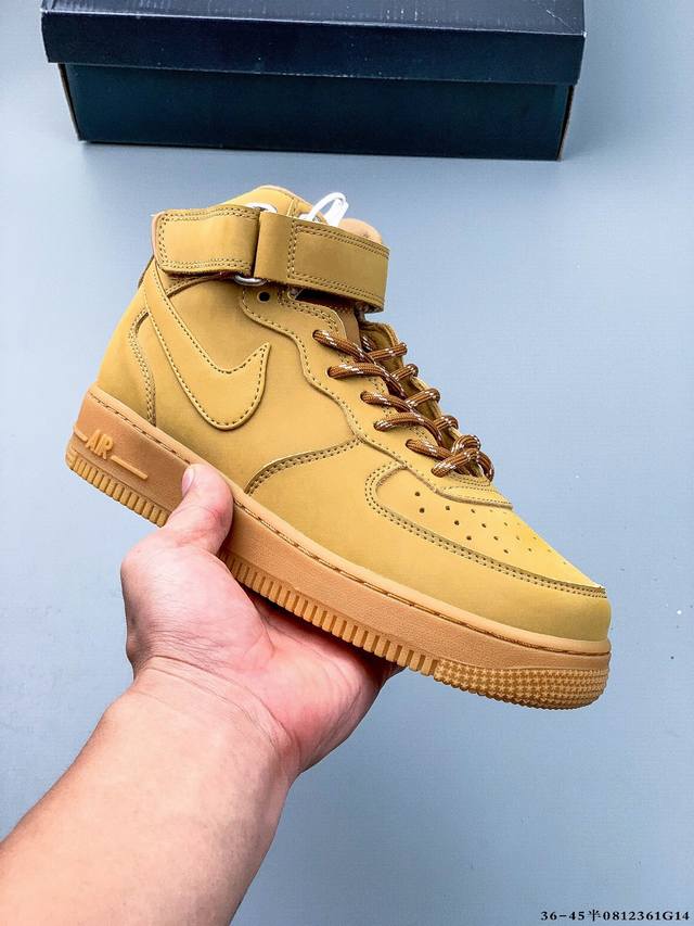 二层真标！耐克Nike Air Force 1 Mid 空军一号中帮经典百搭休闲板鞋 0812361G14