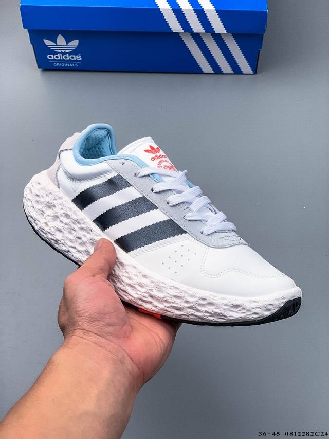 Adidas Originals Zponge 阿迪达斯 新款缓震休闲跑步鞋 Adidas Zponge的中底设计堪称一大亮点。不同于传统运动鞋的中底结构，Zp