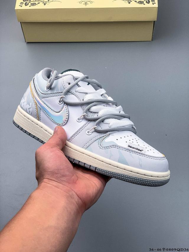 公司级头层！耐克Nike Air Jordan 1 Low Aj1乔1 低帮潮流缓运动休闲板鞋。Aj1 低帮拼接 完美版型真头层牛皮# 内置缓震气垫 原鞋开模