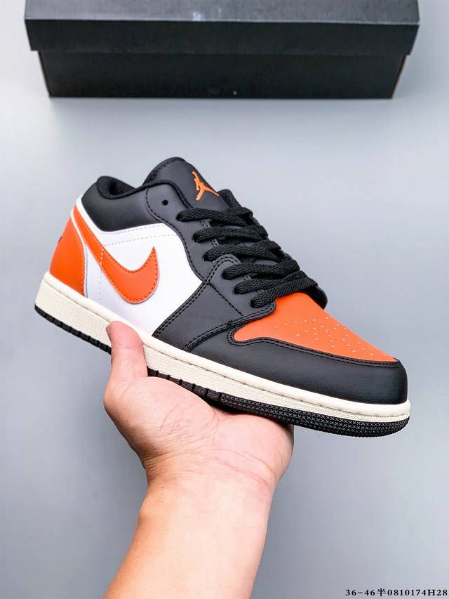 公司级头层！耐克Nike Air Jordan 1 Low Aj1 乔1 低帮潮流运动休闲板鞋。Aj1 低帮拼接 完美版型真头层牛皮# 内置缓震气垫 原鞋开模