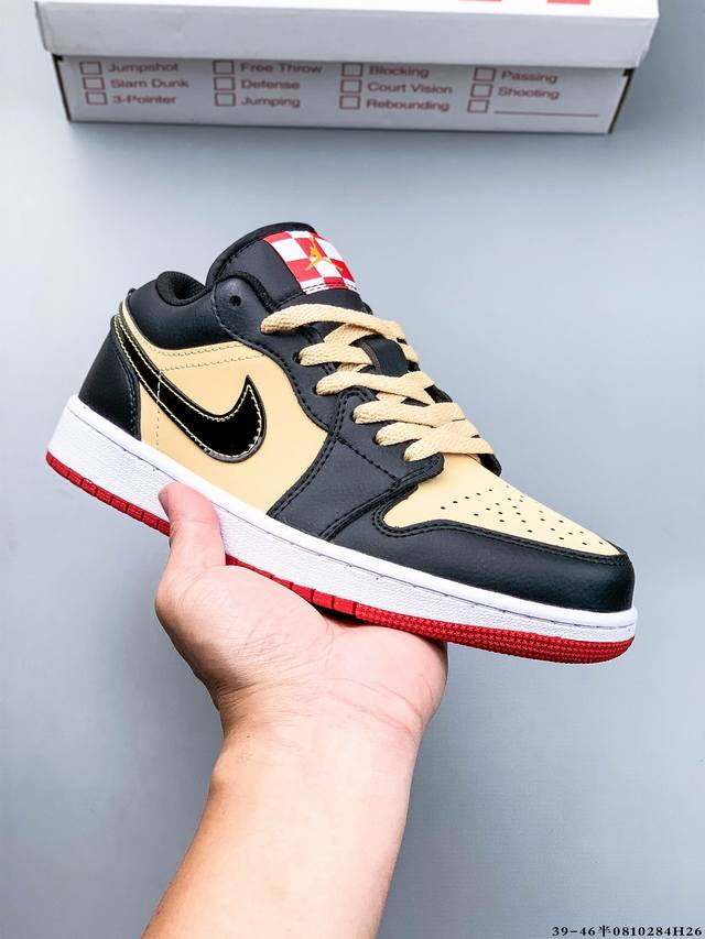 公司级头层！耐克Nike Air Jordan 1 Low Aj1 乔1 低帮潮流运动休闲板鞋。Aj1 低帮拼接 完美版型真头层牛皮# 内置缓震气垫 原鞋开模