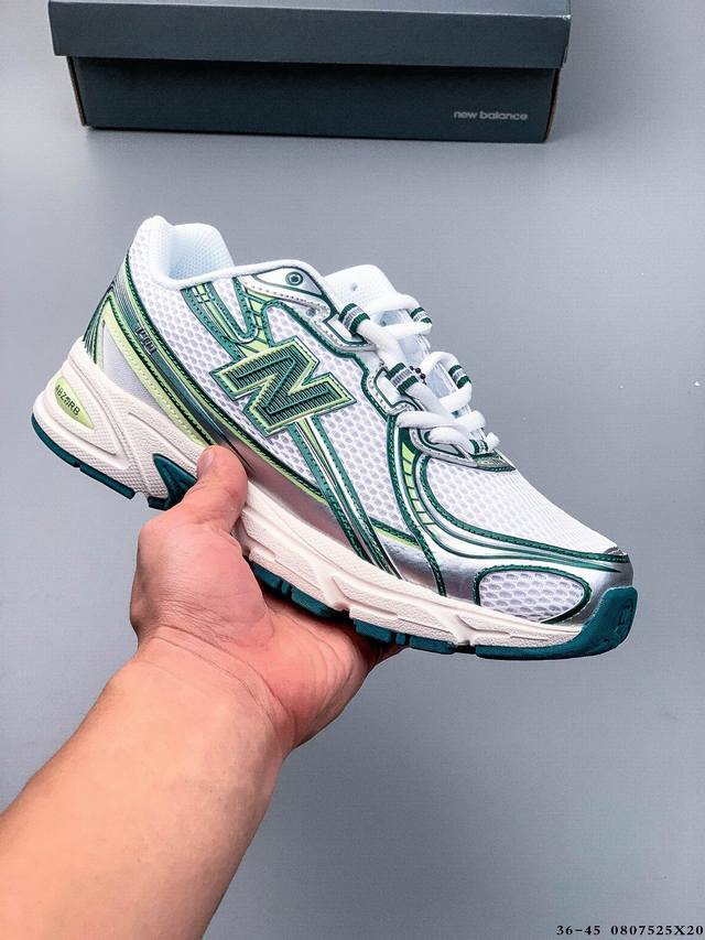 New Balance Nb740 英产 轻便复古休闲运动跑步鞋 全鞋身以网格布作为基地，在细节部分以皮革作为辅助添加，流线感很强。外形和New Balace