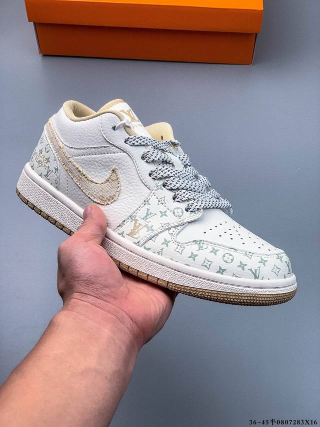 公司级头层！耐克Nike Air Jordan 1 Low Aj1乔1 低帮潮流缓运动休闲板鞋。Aj1 低帮拼接 完美版型真头层牛皮# 内置缓震气垫 原鞋开模