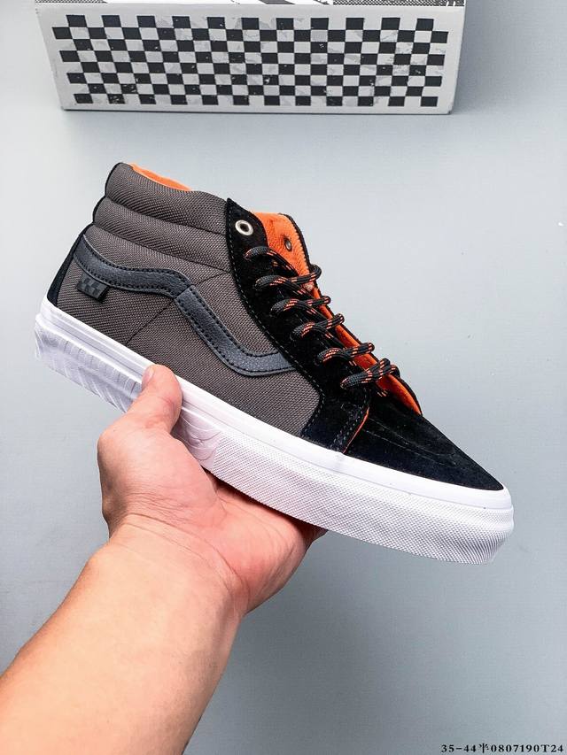 公司级硫化底！万斯Vans Sk8-Mid Slim 中帮时尚运动休闲滑板鞋 0807 T24