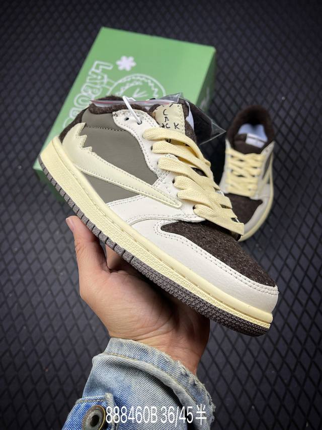 B 公司级Nike Air Jordan 1 X Travis Scott Aj1倒勾 乔一倒钩 ‘Diy’定制 耐克 低帮文化篮球鞋 完美品质出货 细节如图所