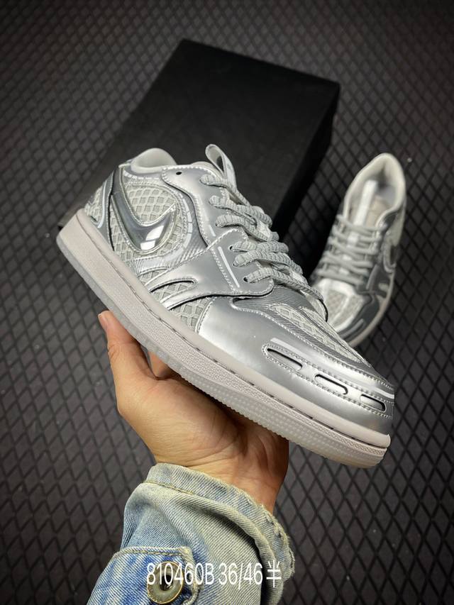 B Air Jordan 1 Low Mm V3 Aj1 乔1液态银 低帮文化休闲板鞋 Hq2186-002 尺码：36 36.5 37.5 38 38.5 3