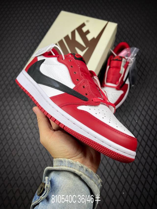 C 公司级Aj1倒勾Travis Scott X Air Jordan 1 ” Reverse Mocha “ Aj1乔1 Ts 闪电 联名倒钩 低帮文化篮球鞋