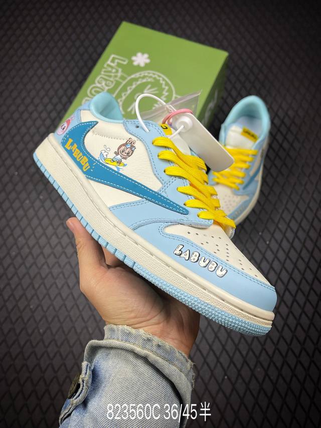 C 公司级Nike Air Jordan 1 X Travis Scott Aj1倒勾 乔一倒钩 ‘Diy’定制 耐克 低帮文化篮球鞋 完美品质出货 细节如图所