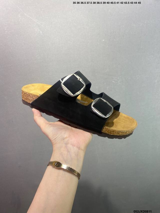 博肯 Birkenstock 拖鞋 广东原产#德国百年知名鞋履品牌 博肯Birkenstock 勃肯#采用质地柔软牛皮绒面材质#中底搭载缓震软木橡胶 其特有的鞋
