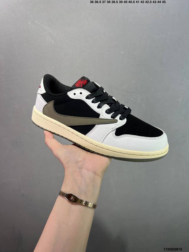 特价Aj1倒勾Travis Scott X Air Jordan 1 ” Reverse Mocha “ Aj1乔1 Ts 闪电 联名倒钩 低帮文化篮球鞋 完美