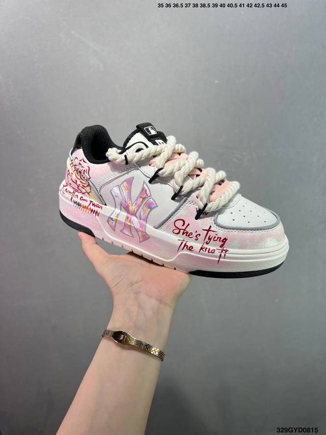 公司级Mlb Ny 印花网红老爹鞋 涂鸦恶作剧 内增高6Cm 原厂原档案数据开发 进口纳米材质 原厂全套手提袋 原盒雷射防伪标包装 官方货号: 3Asxca12