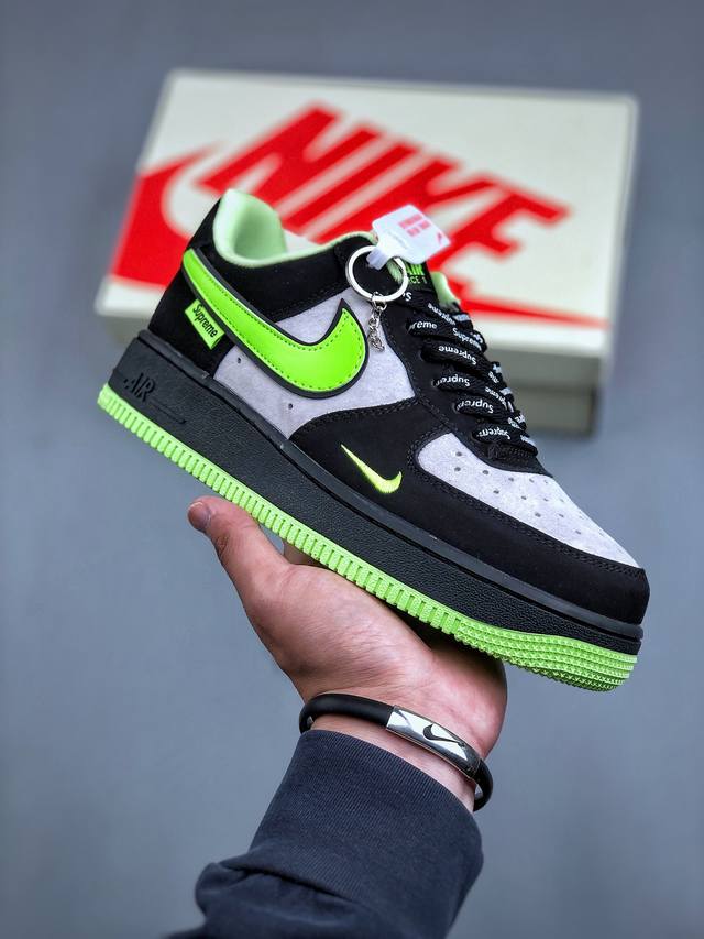 福利特价 原340 Nk Air Force 7 Low Supreme联名-黑夜荧光 空军一号低帮休闲板鞋 Df0188-009 #原楦头原纸板 原装鞋盒 定