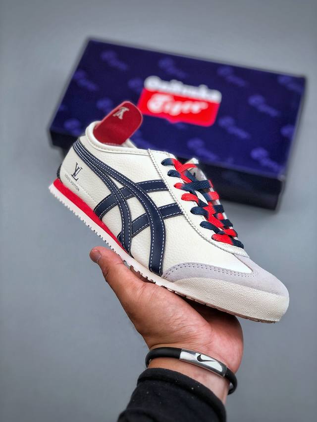 C版 Onitsuka Tiger鬼塚虎 Mexico 66 ‘Diy’定制球鞋系列 防滑耐磨透气轻便 低帮休闲鞋货号：Dl408-141尺码：36-45 半