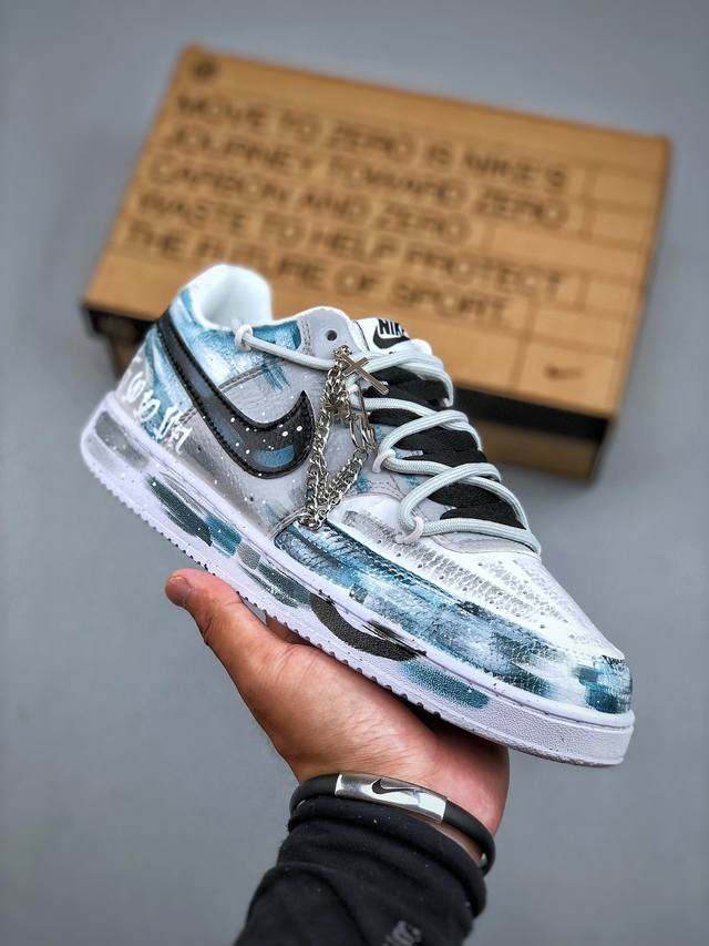 纯原J版 Nike Court Vision Lo ‘Diy’定制 低帮百搭 透气休闲运动板鞋 兼顾舒适脚感和出众风范 演绎匠心之作 结构性的支撑贴合感结合复古