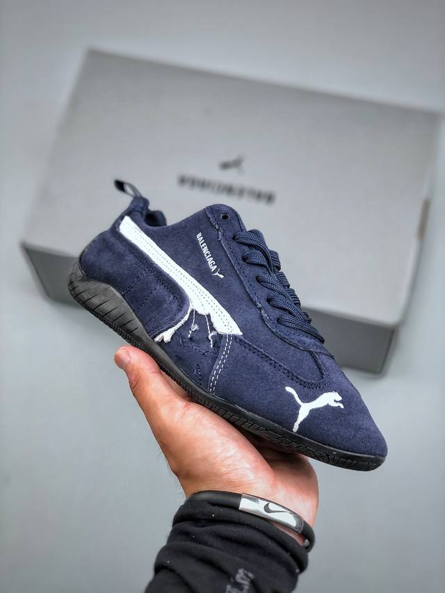 注意 卡片袋子丢失扣10 线头减掉不退换 Puma 彪马 X Balenciaga巴黎世家 Speedcat Suede 系列 薄底鞋 牛皮绒面革 圆头做旧磨损