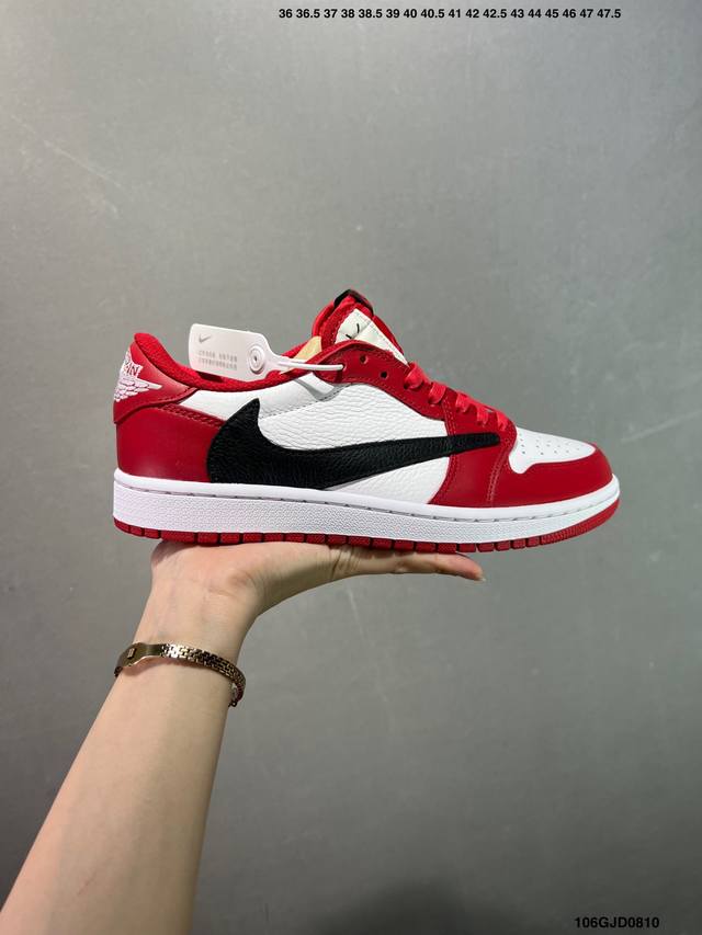 公司级Aj1倒勾Travis Scott X Air Jordan 1 ” Reverse Mocha “ Aj1乔1 Ts 闪电 联名倒钩 低帮文化篮球鞋 完