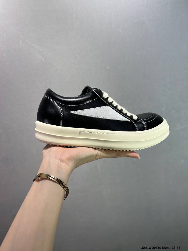 Rick Owens Ro Hollywood 欧文斯 小牛皮 圆头系带低帮板鞋 性价比天花板 优质牛皮 触感细腻 柔软舒适 具有良好的透气性 精选优质橡胶底料
