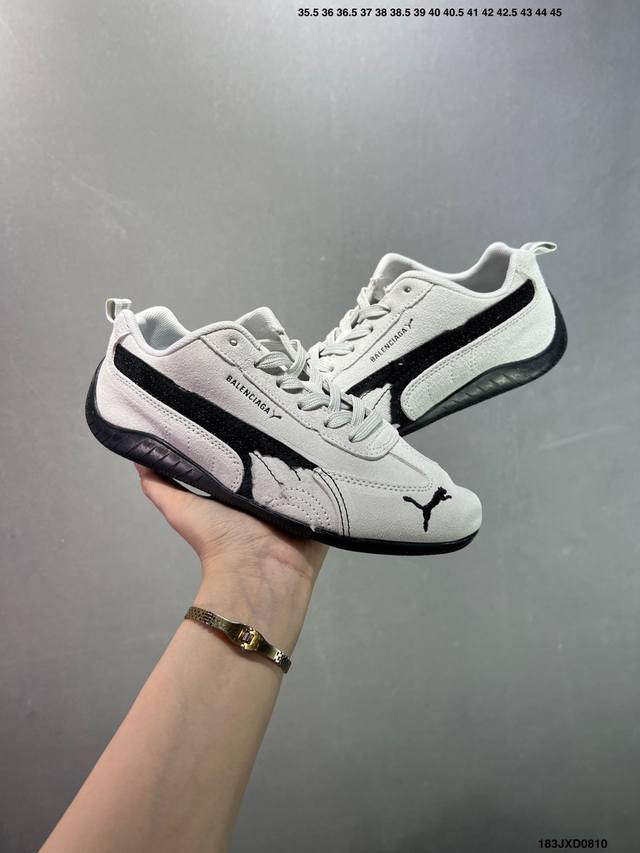 公司级巴黎联名The Open Product X Puma Speedcat 极速赛车系列彪马低帮生活休闲鞋 原装档案原数据纸版楦型 采用原厂固色翻毛皮鞋面材