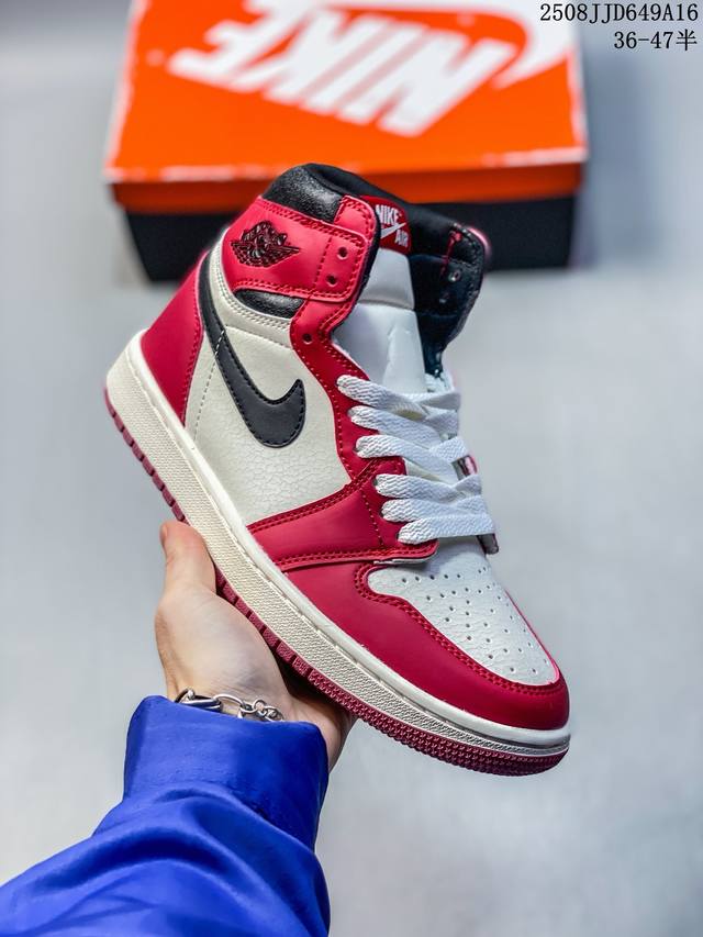 头层带半码 Union X Fragment Design X Air Jordan 1 Retro High Og 高帮 藤原浩黑白蓝拼接 Aj1 乔丹1代