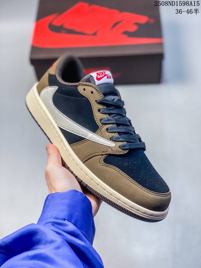 真标Aj1倒勾Travis Scott X Air Jordan 1 ” Reverse Mocha “ Aj1乔1 Ts 闪电 联名倒钩 低帮文化篮球鞋 货号
