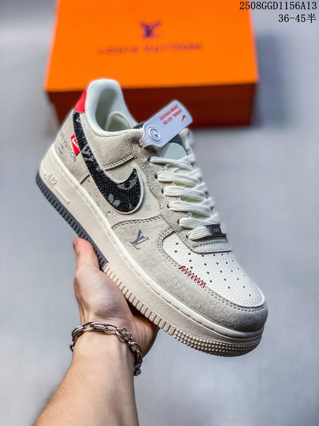 海外爆款限量发售！公司级Nike Air Force 1 '07 Low “Lv联名 猪八米灰红”空军一号 低帮 运动鞋 休闲鞋 折边针车 工艺难度大 原楦头原