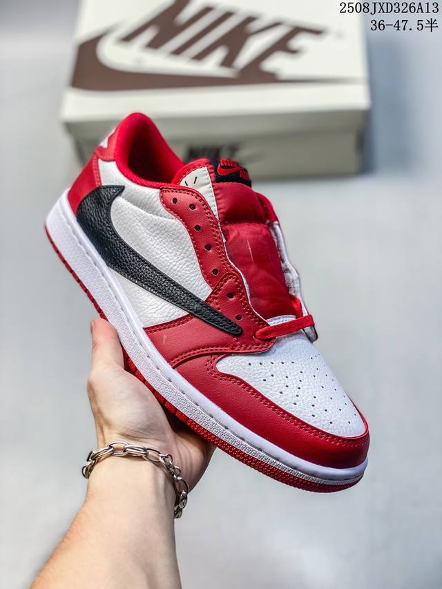 耐克 Aj1倒勾Travis Scott X Air Jordan 1 ” Reverse Mocha “ Aj1乔1 Ts 闪电 联名倒钩 低帮文化篮球鞋 完