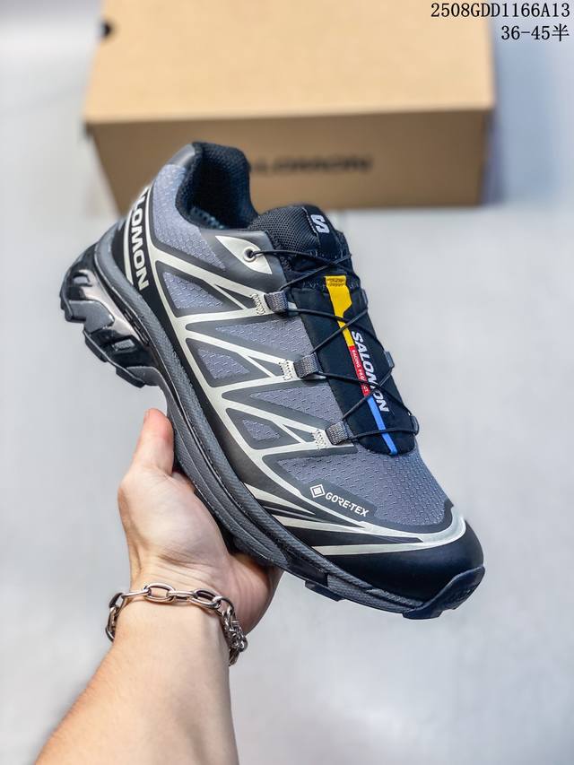Salomon萨洛蒙 Xt-6 复古户外 织物人造革防滑耐磨 低帮 休闲越野训练城市通勤跑步鞋 男女同款 沙场灰 主货号414551 尺码36-45带半码 编码