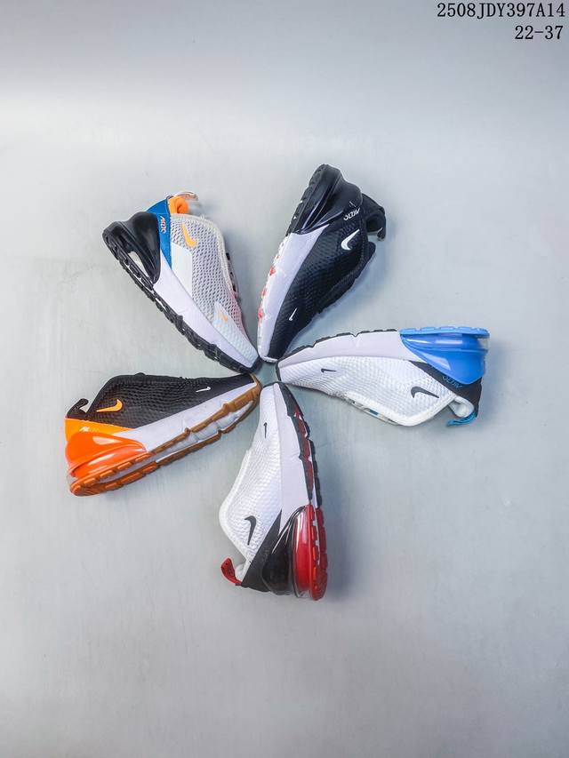 童鞋 耐克 Nike Air Max 270混合科技透气后掌半气垫慢跑鞋 兼具非凡优质外观和出色穿着体验，具备时尚风格和舒适感受，演绎未来风范，柔软泡棉中底搭载