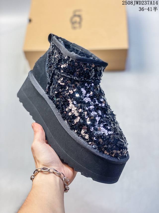 公司级Ugg 亮片 保暖 舒适休闲 及踝 雪地靴 尺码:36-41 编码：08Jwd237A14