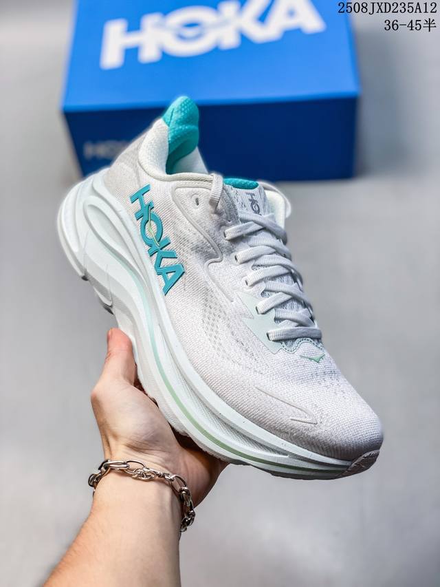 美国新兴跑鞋品牌Hoka One One M Clifton 10 Low 克利夫顿10代系列低帮厚底网织轻量休闲运动慢跑鞋 1162031 Wtcl 码数：3