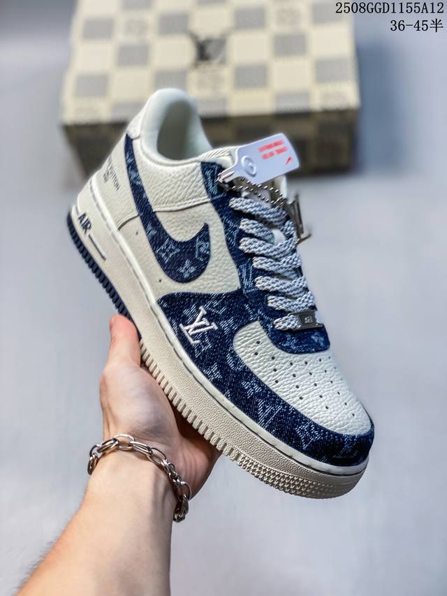 海外限量发售！公司级Nike Air Force 1 '07 Low Lv联名--深蓝牛仔 空军一号低帮 运动鞋 休闲鞋 折边针车 工艺难度大 原楦头原纸板 原