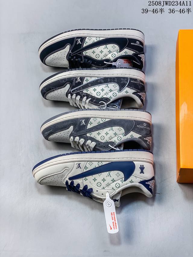 公司级Nike Air Jordan 1 X Travis Scott Aj1倒勾 乔一倒钩 ‘Diy’定制 耐克 低帮文化篮球鞋 完美品质出货 细节如图所示