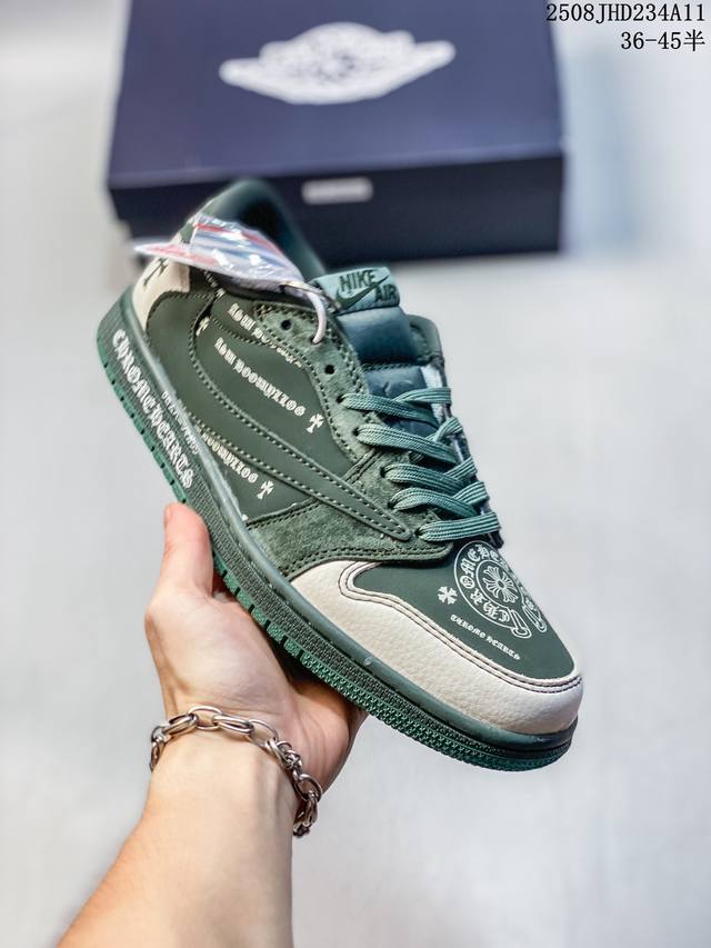 公司级Nike Air Jordan 1 X Travis Scott Aj1倒勾 乔一倒钩 ‘Diy’定制 耐克 低帮文化篮球鞋 货号:Xs -029 尺码:
