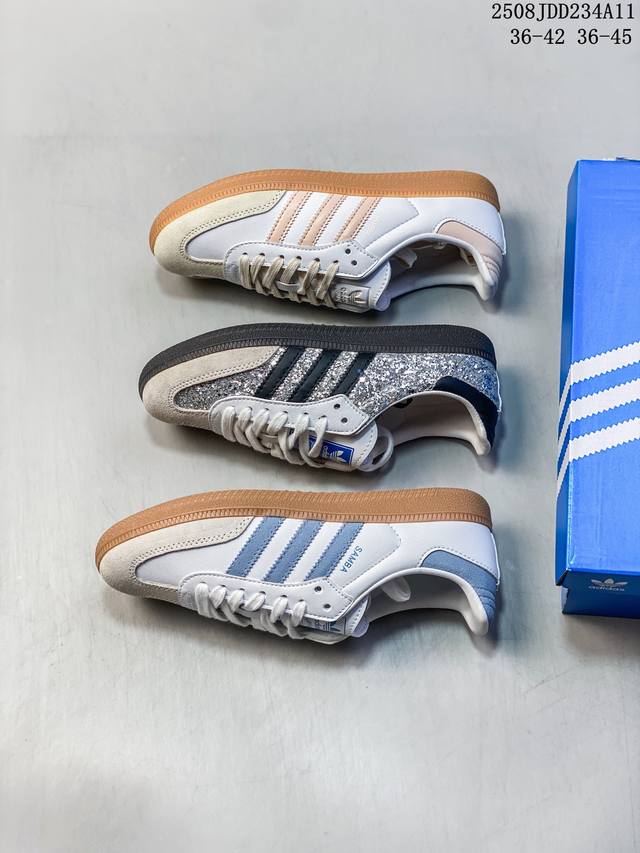 真标Adidas Originals Samba Og 桑巴舞系列 阿迪达斯 三叶草 绅士德训足球风百搭低帮休闲运动板鞋 货号:Js1351 尺码:36-45