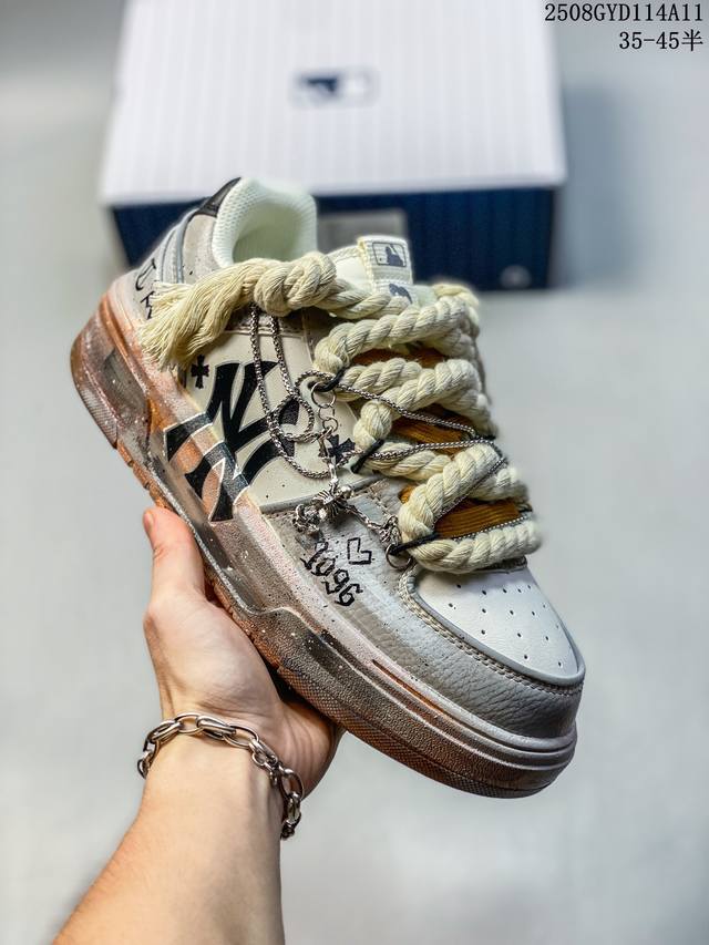 公司级Mlb Chunky Liner Pu ‘Diy定制’ 简约时尚 百搭 包裹性保暖防滑防水减震 低帮 板鞋 货号:3Asxca12N 尺码:35.5 36