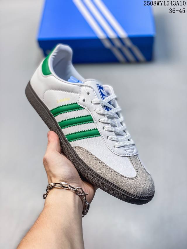 真标Adidas Originals Samba Og 桑巴舞系列 阿迪达斯 三叶草 绅士德训足球风百搭低帮休闲运动板鞋 货号:Id2055 尺码:36-45