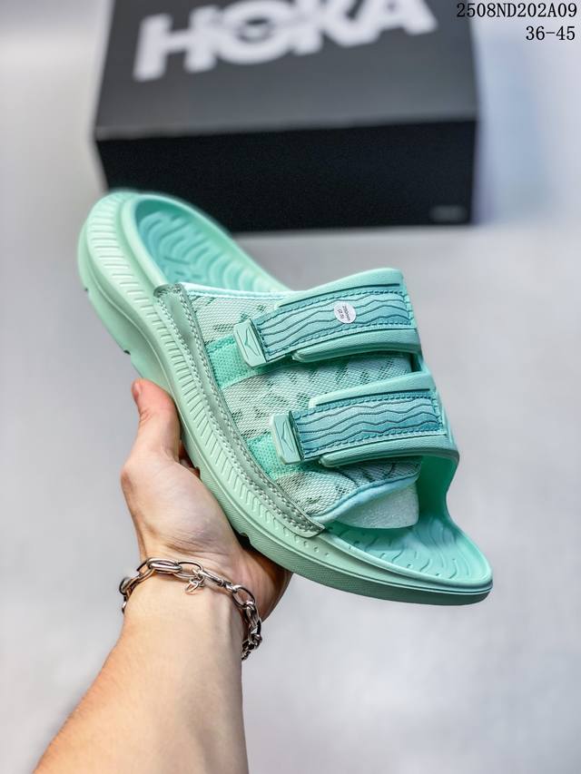 Hoka One One Ora Luxe Slide 防滑耐磨 轻便透气 舒缓 运动 一字 橡胶底 拖鞋36-45 编码：08Nd202A09