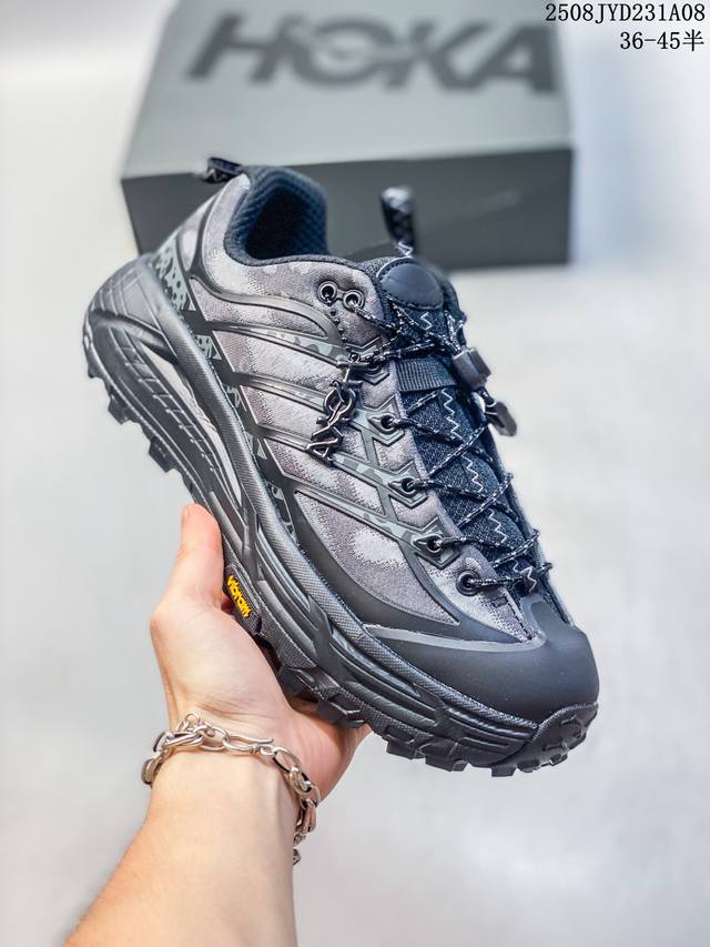 公司级Hoka Mafate Speed Three 2玛法特 超轻厚底轻量山地跑步鞋 滚动平衡科技和适度的脚后跟倾斜角度 可平稳步伐体验和柔软的脚感 鞋面采用