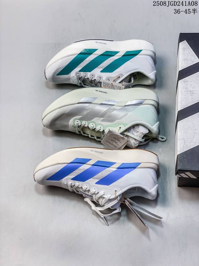 Adidas Adizero Evo Sl 时尚舒适 织物 低帮 马拉松跑步鞋 男女款 白蓝 尺码：如图 编码：08Jgd24 8