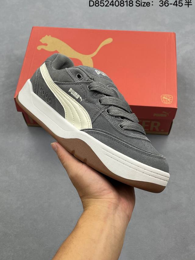 Puma Park Lifestyle 彪马防滑耐磨低帮德训板鞋 孔眼底座和脚趾凸起由猪八革材料制成 支持侧踏时的踏步工作 即使在健身房等使用环境中也能确保透气