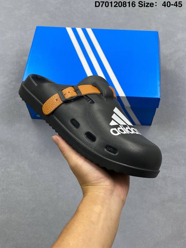 阿迪达斯 Adidas Superstar 三叶草夏季休闲包头拖鞋 尺码：看图所示 货号：2270220104-1 编码：D70120816