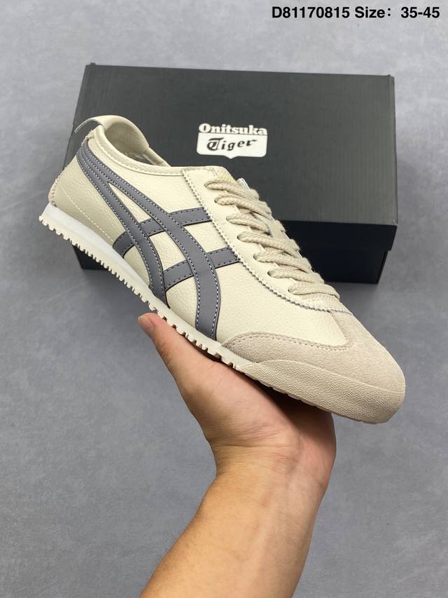 1.1还原 中高端首选 Onitsuka Tiger鬼塚虎 Mexico 66 舒适 合成革皮革 潮流运动 防滑耐磨透气 低帮 生活休闲鞋 鬼冢虎 皮面 男女同