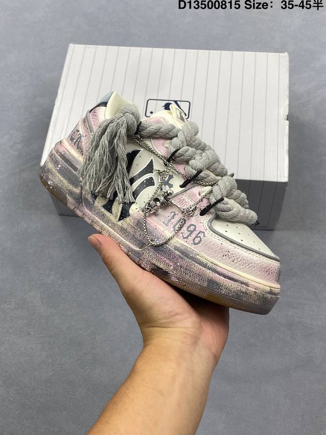 公司级Mlb Chunky Liner Pu ‘Diy定制’ 简约时尚 百搭 包裹性保暖防滑防水减震 低帮 板鞋 货号:3Asxca12N 尺码:35.5 36