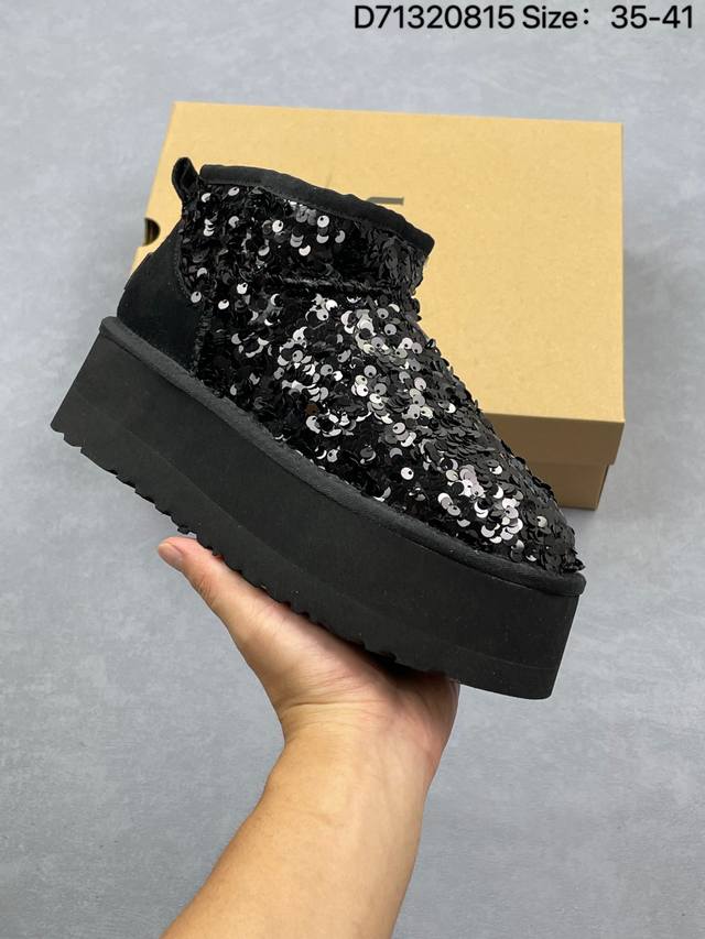Ugg 其他 保暖 舒适休闲 及踝 雪地靴 女款 黑色 尺码：35-41 编码：D71320815