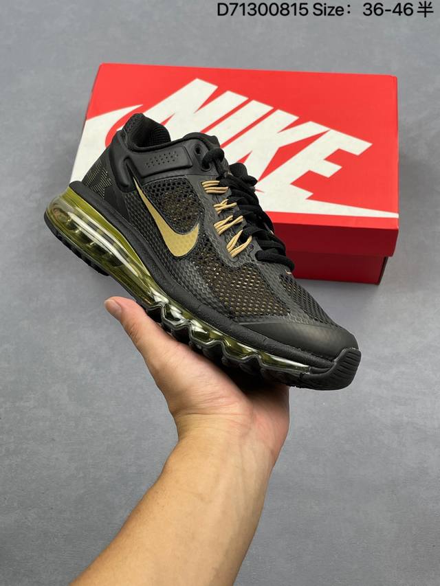 耐克Nk Air Max 2013 耐克复古透气网布气垫跑鞋 搭配全掌式 Max Air 气垫，为步伐注入充沛活力。半透明中底和外底，为整体造型画龙点睛，打造舒